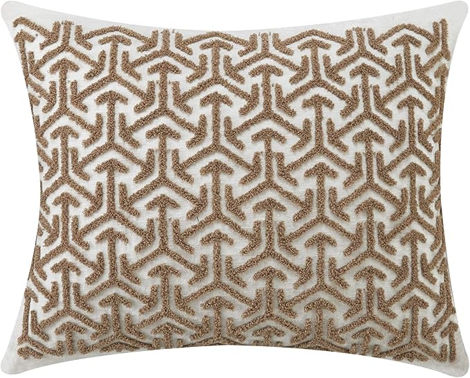 Chic Home Gabriella 5 Piece Cotton Comforter Set Farmhouse Theme Geometric Striped Pattern Design Bedding, Queen, Beige