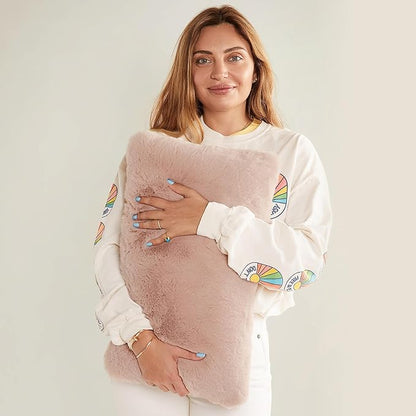 UnHide Squish Lumbar Pillow - Faux Fur Pillow - Extra Soft Throw Pillow - Rectangular Shaped, Polyester Fill - Machine Washable - Perfect for Living Room Or Bedroom - 10” x 18” - Rosy Baby