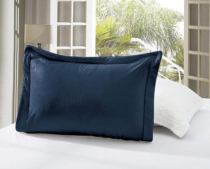 Elegant Comfort Super Soft Sherpa Comforter 3-Piece Set Premium Quality, Heavy Weight Reversible Down Alternative Micro-Suede, Sherpa Comforter, Queen, Midnight Navy