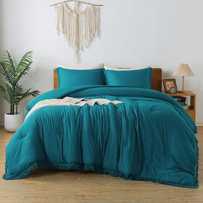 Andency Turquoise Comforter California King Size, 3 Pieces Cal King Boho Teal Lightweight Bedding Comforter Sets, Soft Fluffy Bed Set (104x96In Comforter & 2 Pillowcases)