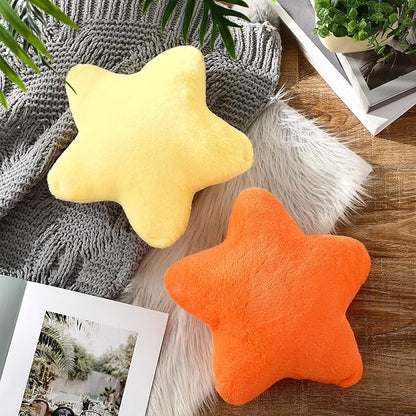 2 Pcs 11 Inch Star Pillow Decorative Star Shaped Throw Pillow Gift Cute Aesthetic Soft Plush Floor Cushions Room Decor for Bedroom Living Room Sofa Bed(Yellow, Orange)