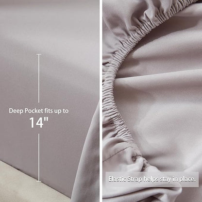 Anluoer King Size Bed in a Bag 7 Pieces, White Comforter Set with Sheets, All Season Bedding Sets with 1 Comforter, 2 Pillow Shams, 2 Pillowcases, 1 Flat Sheet, 1 Fitted Sheet