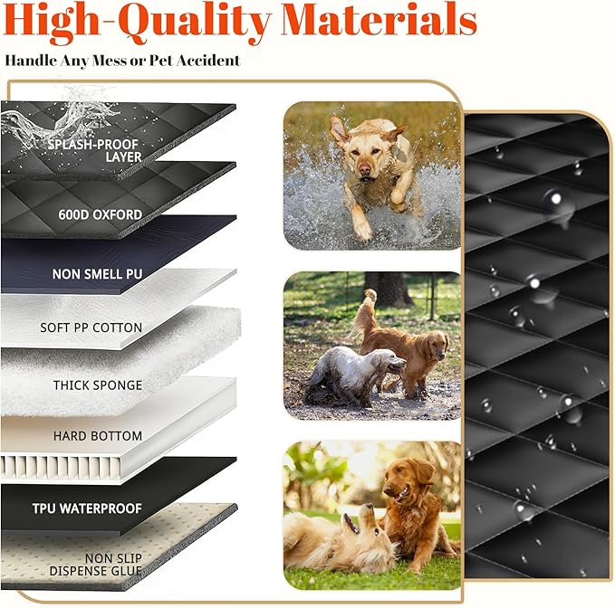 Dog Car Seat Cover for Back Seat - Convertible 2-in-1 Design Folds to Seat for 1 Adult or a Child Car Seat, Hard Bottom Waterproof Pet Hammock with 400lb Capacity for SUV, Truck, Car,Black
