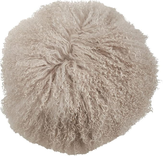 SARO LIFESTYLE Mongolian Lamb Fur Poly Filled Throw Pillow