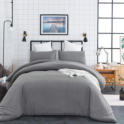 Pureant Grey Comforter Set Queen Dark Gray Bedding Comforter Sets Gray Soft Blanket Men Boys Elegant Gray Comforter Charcoal Quilts Luxurious Smoke Grey Bedding
