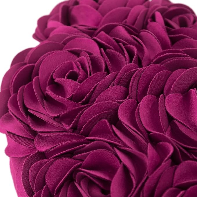 JWH Valentine's Day Throw Pillow Covers Decorative Flower Accent Pillow Cases Heart Shaped Cushion for Couch Living Room Bed Chair 14 x 16 Inches Purple Red