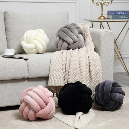 Petrella Knot Pillows Ball Round Throw Pillows Home Decor Cushion Decorative Aesthetic Throw Pillows，White 11inch