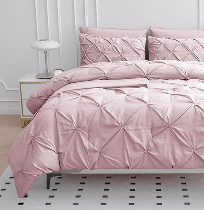 LANE LINEN Twin Comforter Set – 5 Piece - Ultra-Soft Microfiber Bed in a Bag - All Season Bedding with Comforter, Sheets, Pillowcase & Sham - Super Soft, Warm & Easy Care Twin Bed Sets – Sepia Rose | Super soft fabric, Easy care set, Warm plush feel, F...
