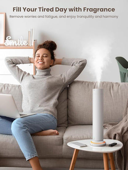 Waterless Scent Diffuser Kit Include 5x20ml Essential Oils, Essential Oil Diffuser for Home, Hotel & Office, APP&Remote Control, Quiet Operation, Pets and Kids Friendly, Max Coverage 1500 Sq Ft, White