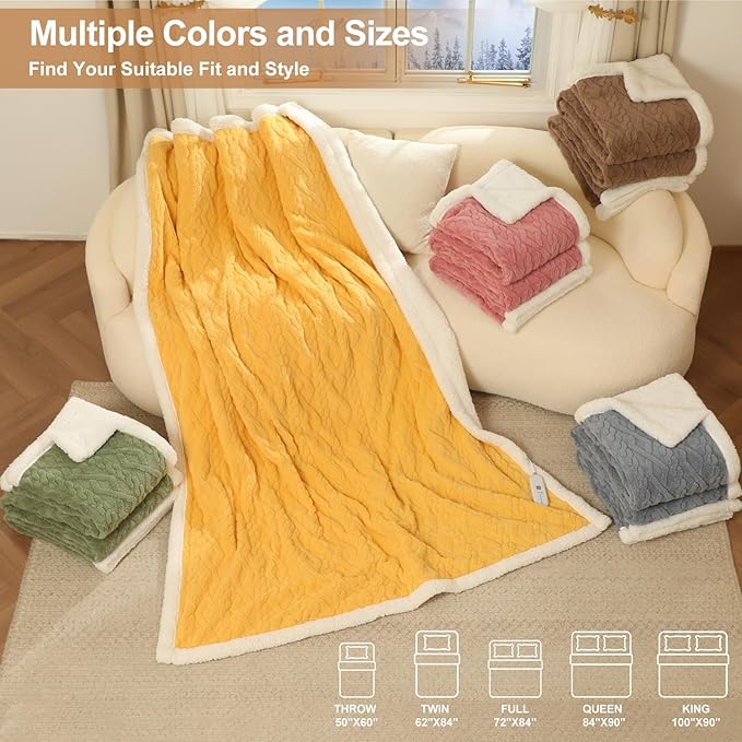 Full Size Heated Blanket 72"X84" Brown - Soft Thick Warm Sherpa Electric Blanket with 6 Fast Heating Levels & 10hrs LED Timer Auto Off for Women, Washable & ETL Certified for Bed Couch