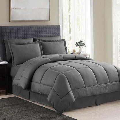 8 Piece Comforter Set Bag with Checkered Design (Pack of 3)