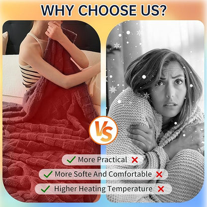 Electric Heated Blanket Twin - 62" x 84" Heating Blanket Throw House Warming Gifts New Home, Ultra Soft Warm Flannel Sherpa Fast Heat,8 Heat Level 10 Hours Auto-Off ETL Certified