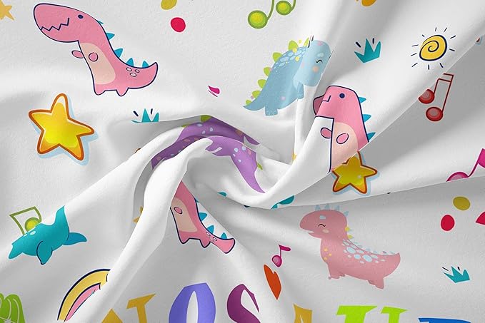 Tailor Shop Twin Bedding Sets for Boys Kids,Dinosaurs Girls Comforter Sets,Cartoon Dinosaurs Bedding Sets,White Lovely Dino Bedding Set,All Season,with 1 Comforter 1 Pillowcase……