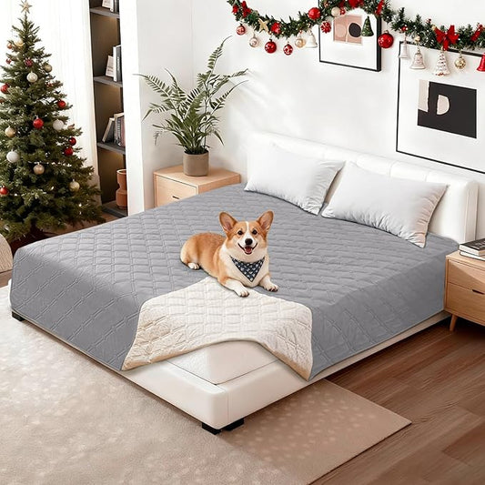 Waterproof Couch Covers for Pets, Waterproof Dog Bed Cover, Anti-Slip Soft Dog Blankets, Couch Cover for Dogs Washable, Pet Blanket for Puppy Large Dogs Cat (82x120 Inch, Light Grey)