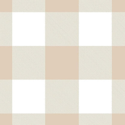 Wake In Cloud - Gingham Comforter Set, Plaid Buffalo Check Checkered Cottagecore Cute Geometric, Soft Lightweight Bedding, 3 Pieces, Beige, Twin/Twin XL Size