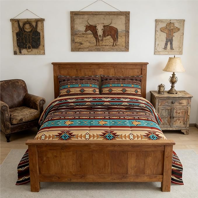 Aztec Quilt Ethnic Tribal Arrow Comforter Set,Retro Southwest Native Bohemian Bedding Set Full,Western Star Geometric Sriped Duvet Insert African Tribe Exotic Nordic Style Boho Decor,Warm Taupe