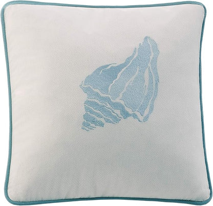 Harbor House Modern Design Decorative Pillow Hypoallergenic Sofa Cushion Lumbar, Back Support, Square 16" x 16", Coastline, Cotton Blue