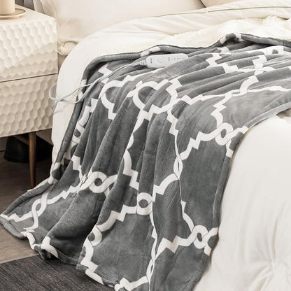 VENTIMI Electric Heated Blanket Throw, Heating Blanket with 5 Heat Settings & 3 Hours Auto-Off Timer, Warm Flannel Sherpa Heated Throw for Winter, Overheat Protection, 50’’×60’’, Machine Washable