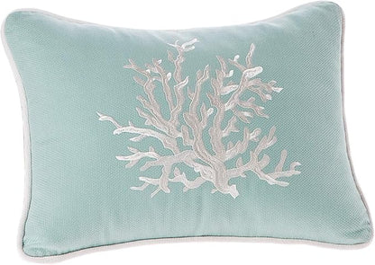 Harbor House Modern Design Decorative Pillow Hypoallergenic Sofa Cushion Lumbar, Back Support, Oblong 12" x 16", Coastline, Cotton Blue