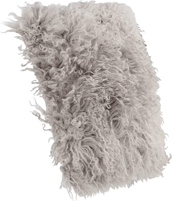 SARO LIFESTYLE Mongolian Lamb Fur Poly Filled Throw Pillow