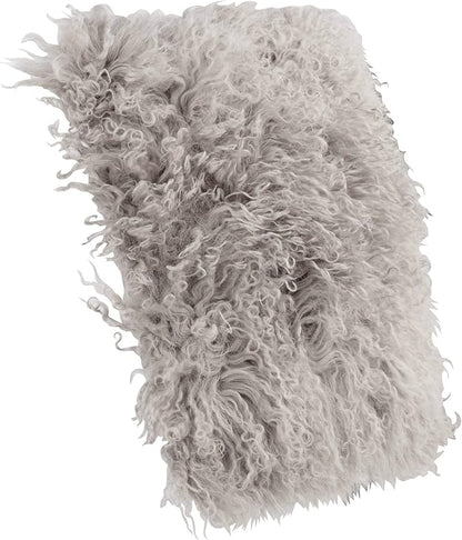 SARO LIFESTYLE Mongolian Lamb Fur Poly Filled Throw Pillow