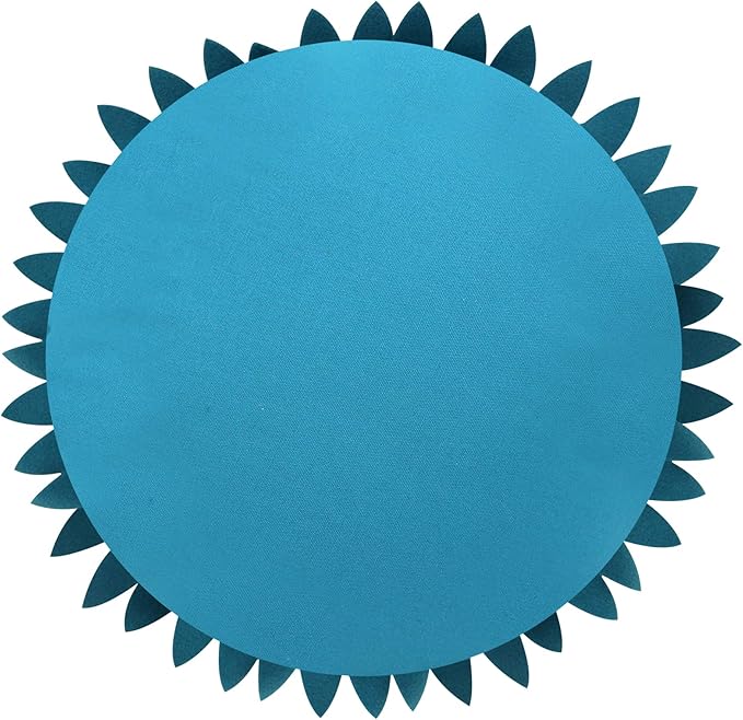 3D Daisy & Sunflower Decorative Pillow - 14.5 x 13 inch Round - Teal Flower-Shaped (Case + Insert)
