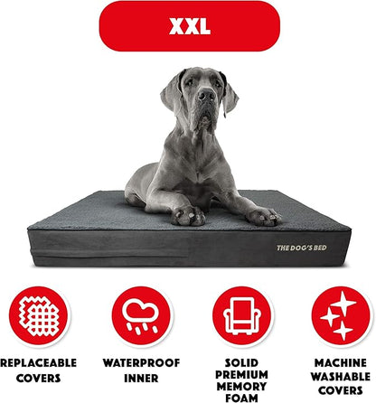 The Dog’s Bed Orthopedic Memory Foam Dog Bed Mattress, Plush Fabric, Grey Plush, XXL, 6-Inch