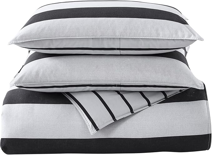 Nautica- Queen Comforter Set, Cotton Reversible Bedding Set, All Season Designer Home Décor (Lawndale Grey, Queen)