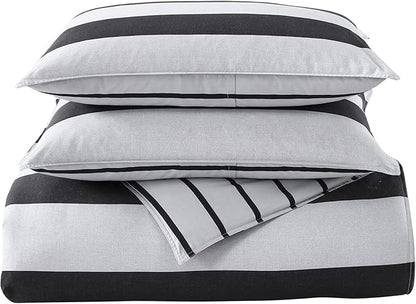 Nautica- Queen Comforter Set, Cotton Reversible Bedding Set, All Season Designer Home Décor (Lawndale Grey, Queen)