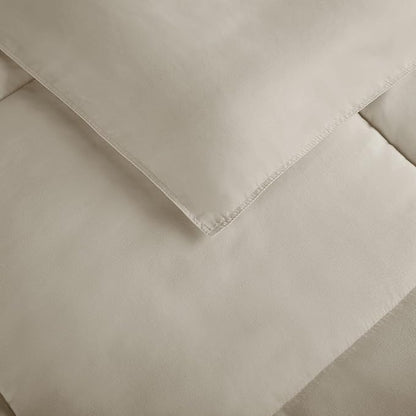 SERTA Simply Clean Ultra Soft Hypoallergenic Solid 3 Piece Comforter Set, Full/Queen, Khaki