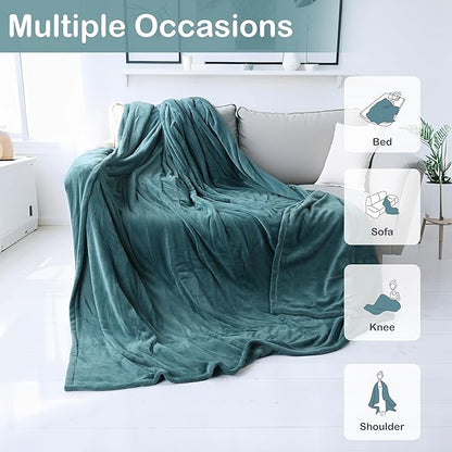 Electric Heated Blanket Twin Size 62"x84", Fast Heating Throw, Soft Plush Microplush for Bed & Couch, 10 Hours Auto Off & 4 Heating Levels, Machine Washable, Gifts for Grandma & Family-Teal