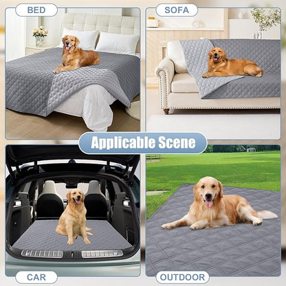 Smiry Waterproof Dog Bed Cover Pet Blanket, Soft Washable Dog Blanket for Furniture Bed Couch Sofa Reversible, Checkered (30"x90", Grey/Light Grey)
