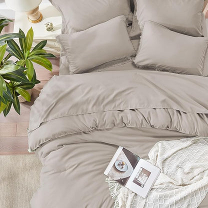 Andency California King Size Comforter Set with Sheets Heather Grey - 7 Pieces Cal King Bed in a Bag Boho Bedding Sets, Bed Set with Comforter, Sheets, Pillowcases & Shams