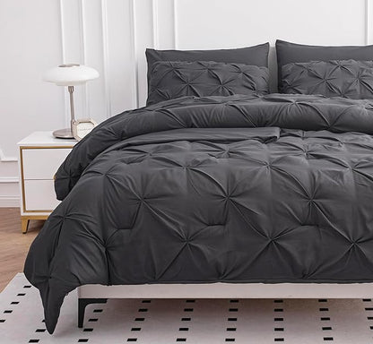 LANE LINEN Bed in a Bag - 5 Pc Twin Size Comforter Set - Ultra Smooth Microfiber All-Season Twin Bed Set - Includes Comforter, Sheets Set & Sham - Very-Soft, Dorm-Ready Everyday Bedding - Grey | Smooth microfiber, Dorm ready design, Soft easy care, Coz...