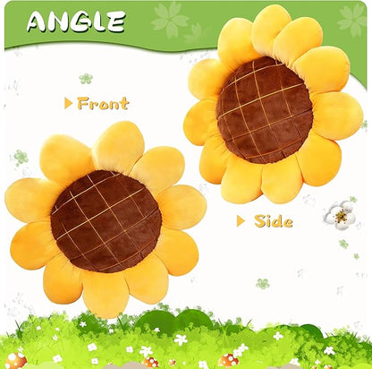20 inch Sunflowers Shaped Pillow Flower Pillow Aesthetic Decor Soft Plush Pillows Floor Seat Cushion Pillows for Sofa Bed Chair Couch