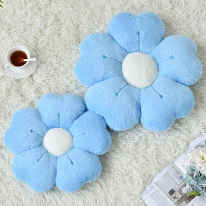 Flower Pillow, Flower Shaped Pillow Decorative Throw Pillows for Bed Couch, Cute Daisy Pillow Dorm Decor Floor Seating Cushion (Blue, 15 Inches)