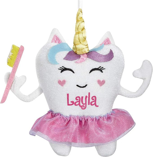 Let's Make Memories Personalized Tooth Fairy Pillow - Unicorn Design - Tooth Fairy Pillow - Customize with Any Name - 5" W x 6" H