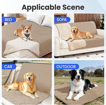 Waterproof Dog Blanket, Non-Slip Soft Pet Bed Cover, Couch Cover for Dogs Washable, Protects Sofa, Furniture, Crate, Car, Tear Resistant Leakproof Pet Blanket (40x50 Inch, Khaki)