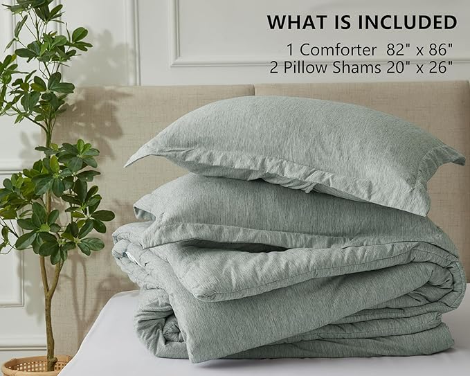 CozyLux Full Size Comforter Set - 3 Pieces Sage Green Soft Luxury Cationic Dyeing Bedding Comforter for All Season, Breathable Lightweight Fluffy Boho Bed Sets with 1 Comforter and 2 Pillow Shams