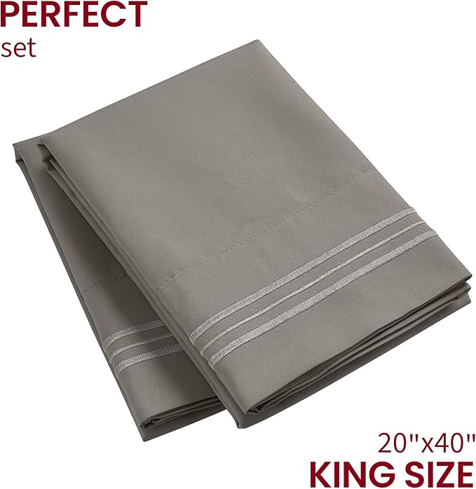 Mellanni Pillow Cases - Luxury, Extra Soft, Cooling Pillow Covers - 2 PC Iconic Collection Pillowcases - Envelope Closure (King 20" x 40", Taupe)