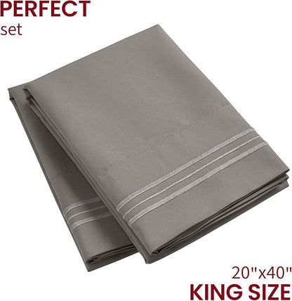 Mellanni Pillow Cases - Luxury, Extra Soft, Cooling Pillow Covers - 2 PC Iconic Collection Pillowcases - Envelope Closure (King 20" x 40", Taupe)