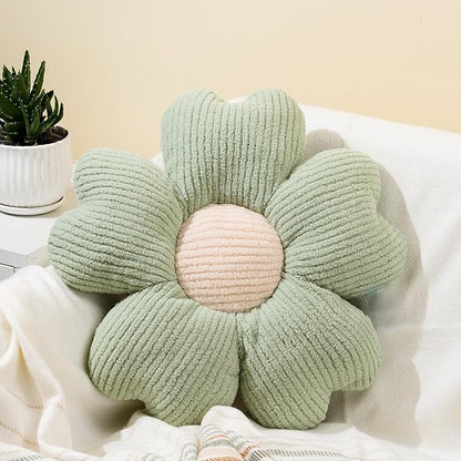 Sioloc Daisy Flower Pillow - Green Decorative Throw Pillow for Bed, Cute Flower Shaped Floor Cushion for Chair, Couch & Room Decor (15.7 Inch)
