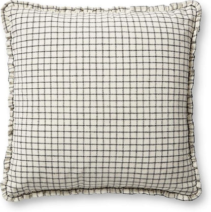 Loloi Chris Loves Julia Dinah Collection PCJ0012 Ivory/Black 18'' x 18'' Cover w/Down Pillow