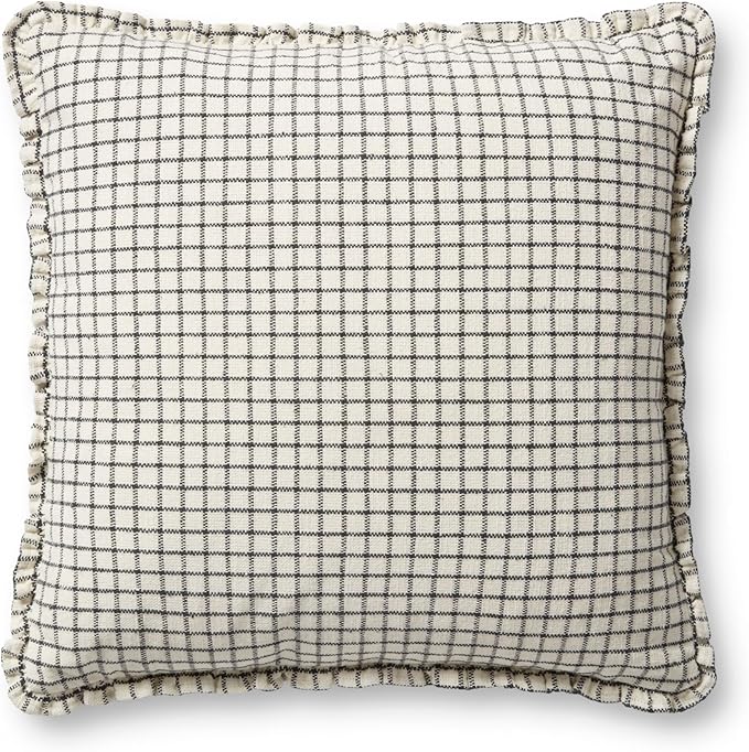 Loloi Chris Loves Julia Dinah Collection PCJ0012 Ivory/Black 18'' x 18'' Cover w/Poly Pillow