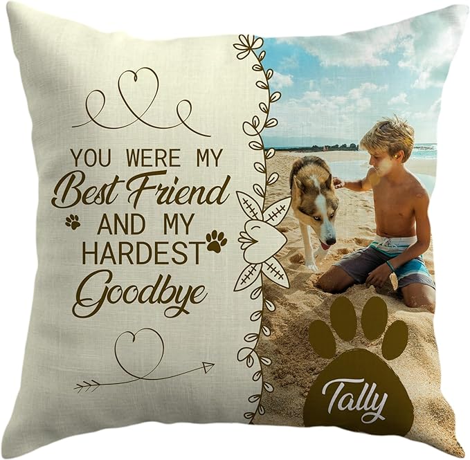 Ships Next Day, Made in USA - Personalized Pet Memorial Pillow for Cats & Dogs - Memorial Gift for Loss of Dog - Pet Memorial Gift - Sympathy Gifts - Dog Remembrance Pillow - Unique Keepsake v4(20x20)