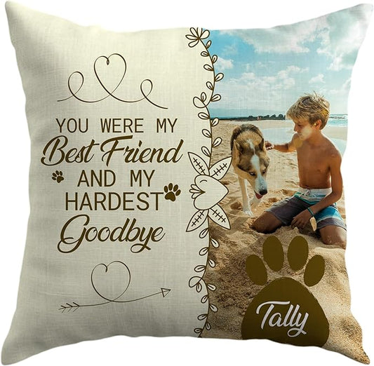 Ships Next Day, Made in USA - Personalized Pet Memorial Pillow for Cats & Dogs - Memorial Gift for Loss of Dog - Pet Memorial Gift - Sympathy Gifts - Dog Remembrance Pillow - Unique Keepsake v4(18x18)