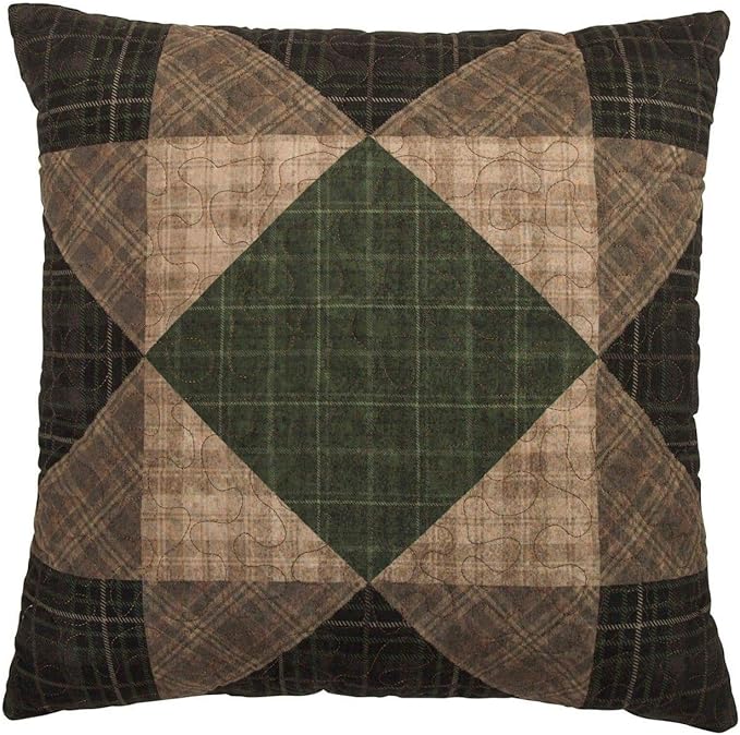 Donna Sharp Throw Pillow - Antique Pine Lodge Decorative Throw Pillow with Sawtooth Patchwork Pattern - Square
