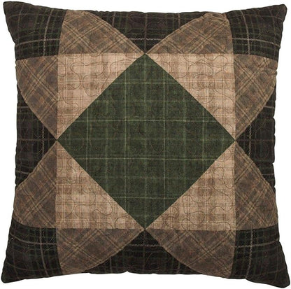 Donna Sharp Throw Pillow - Antique Pine Lodge Decorative Throw Pillow with Sawtooth Patchwork Pattern - Square
