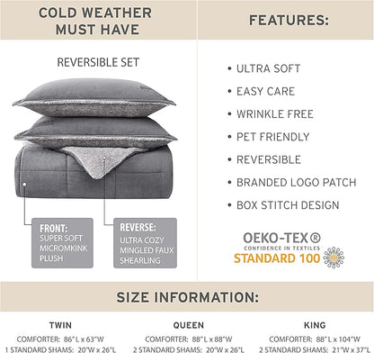 Eddie Bauer - Twin Comforter Set, Reversible Sherpa Bedding with Matching Shams, Cozy & Warm Home Decor, Oeko-Tex Certified (Sherwood Green, Twin)