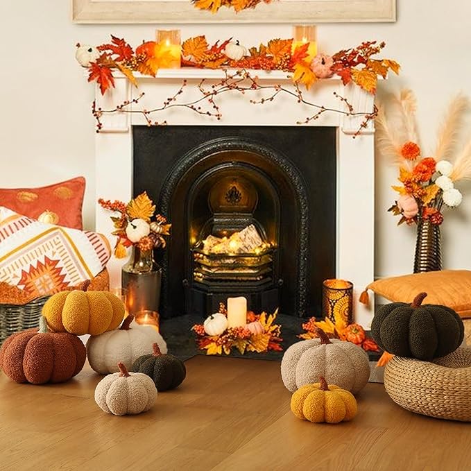 YRXRUS Halloween Pumpkin Pillows, White Pumpkin Shaped Throw Pillows Gifts, Fall Room Decoration, Small Cute Halloween Pillow, Teddy Fleece Small Cute 4x7 Inches Pillow for Natural Decor